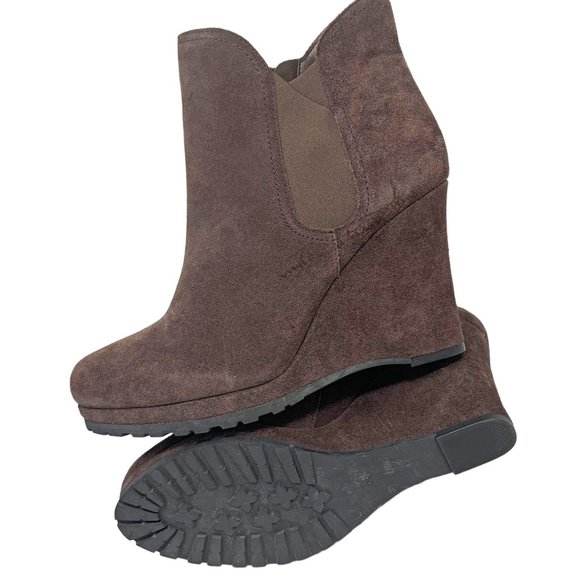 VANELI‎ Jara Chocolate Suede High Wedge Zip Booties - Picture 10 of 11